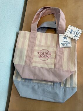 Trader Joe's Striped Mini Canvas Tote Bags